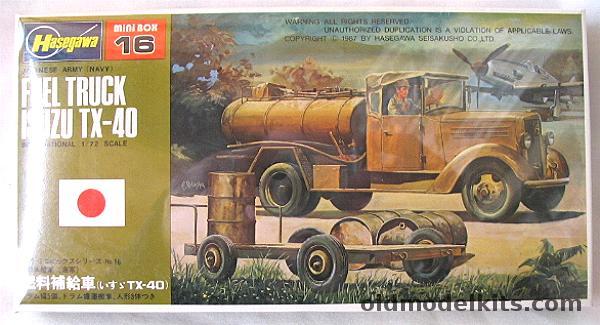 Hasegawa 1/72 Japanese WWII Fuel Truck Isuzu TX-40, MB016 plastic model kit